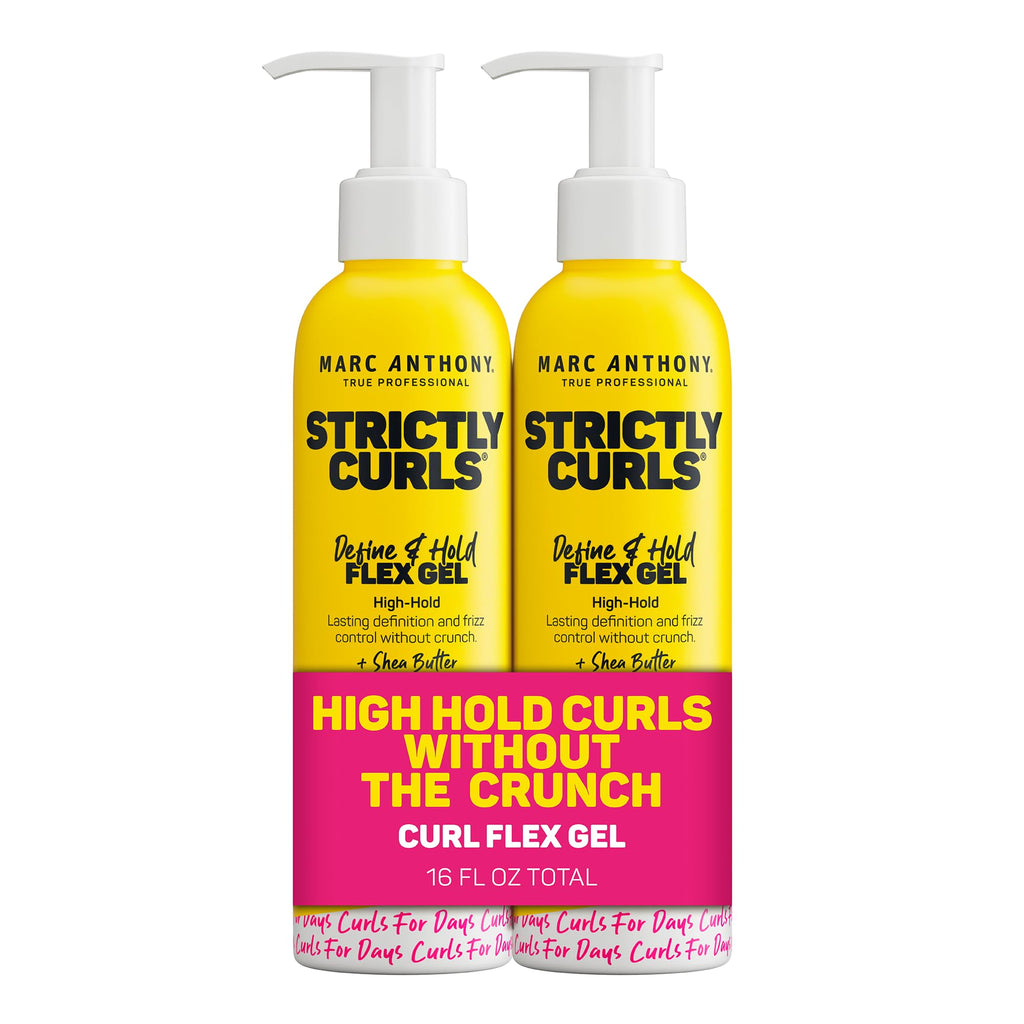 Marc Anthony Hair Styling Gel for Curly Hair,Strictly Curls-Long Lasting Strong Hold Curl Defining-Hair Gel for Medium&Coarse Curls-Added Shine&No Flaking-Hair Products Reduces Frizz,(Pack of 2)