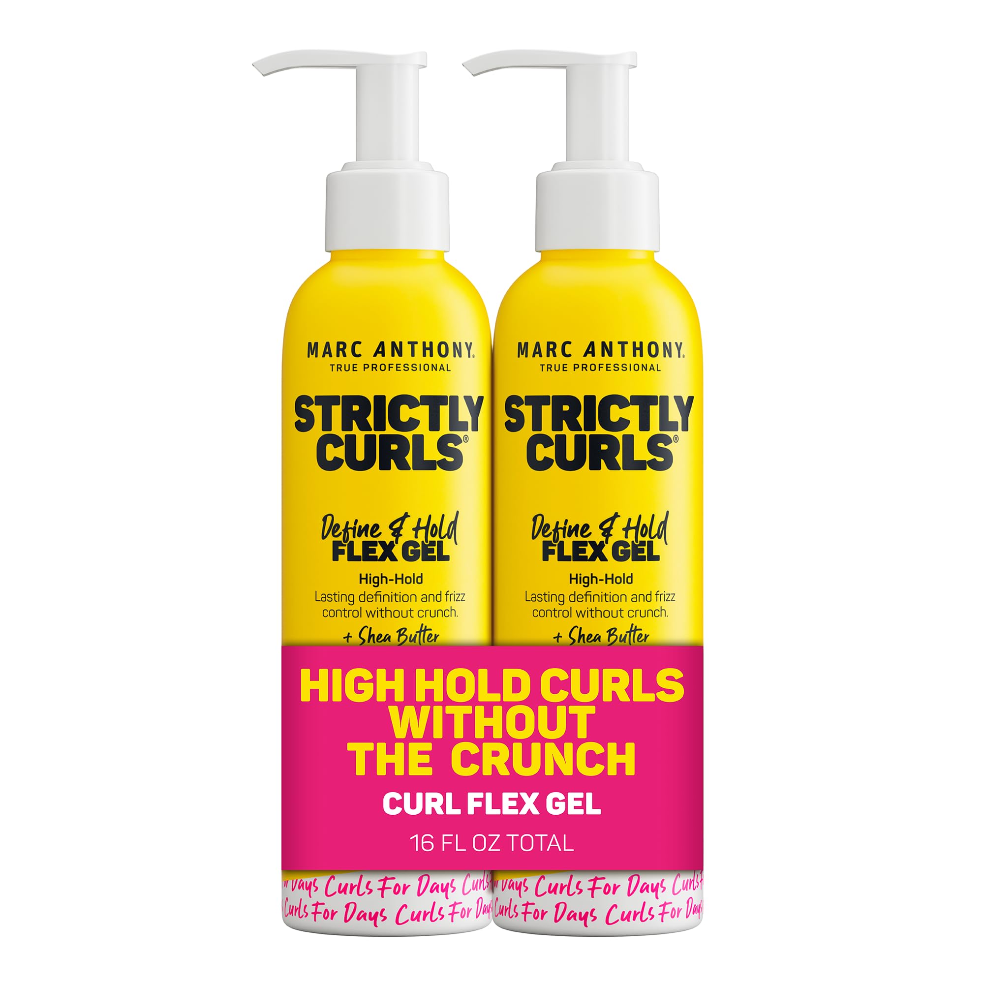 Marc Anthony Hair Styling Gel for Curly Hair,Strictly Curls-Long Lasting Strong Hold Curl Defining-Hair Gel for Medium&Coarse Curls-Added Shine&No Flaking-Hair Products Reduces Frizz,(Pack of 2)