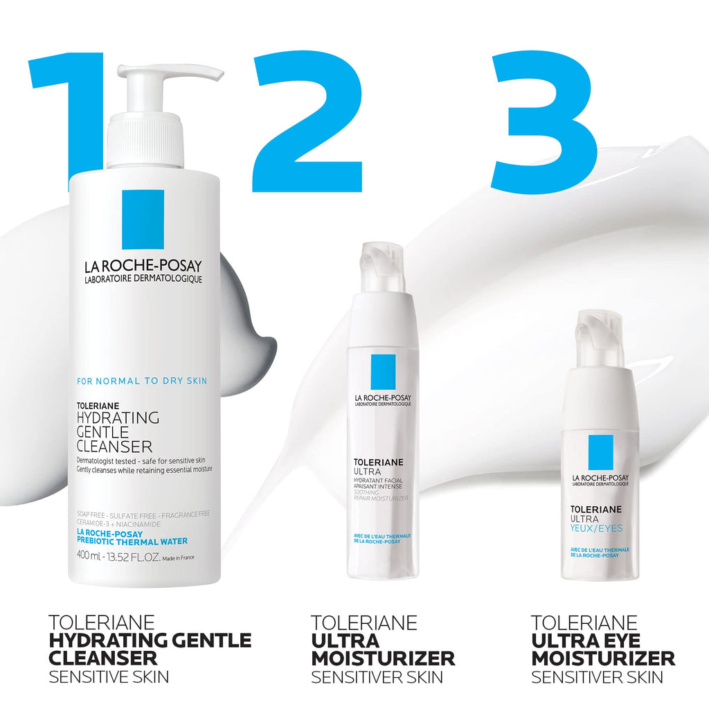 La Roche-Posay Toleriane Dermallergo Eye Cream for Sensitive Skin 0.68oz | Soothing moisturizer comforts sensitive skin. Allergy tested, fragrance free, alcohol free. Formerly Toleriane Ultra Eyes.