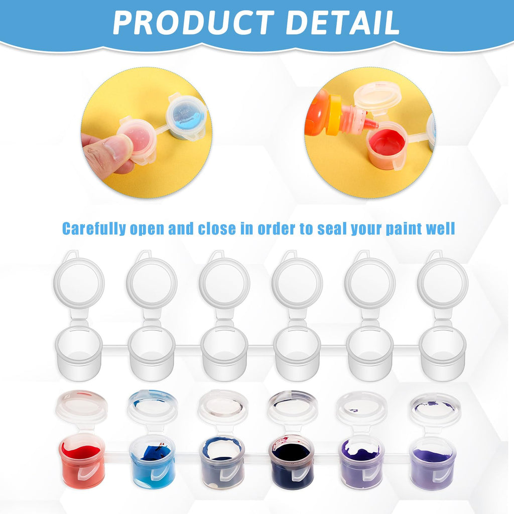 120-Piece Empty Paint Pots, 20 Strips Mini Paint with Lid Acrylic Paints Containers Painting Arts Crafts Supplies for Classrooms Schools Paintings Art Festivals(3 ml/0.1 oz)