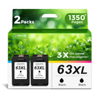 Ankink 63XL Black Ink Cartridges Replacement for HP 63 XL HP63XL (2-Pack)