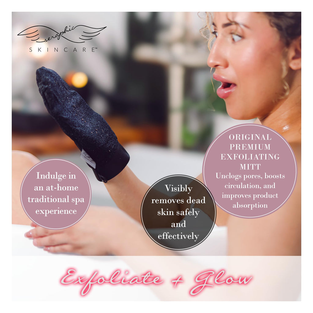 Buy now Seraphic Skincare (Original) Premium Exfoliating Mitt for Body (1pc) – 100% Vegan Viscose Traditional Body Scrub Glove Kessa Korean Washcloth – Body Exfoliator for Self-Tan Removal & Keratosis Pilaris at indiglob india