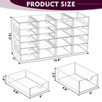 Acrylic Makeup Organizer with 19 Drawers,Storage Drawer Organizer | Bathroom Organizers and Storage for Palettes, Cosmetic, and Beauty Supplies, Desk Organization