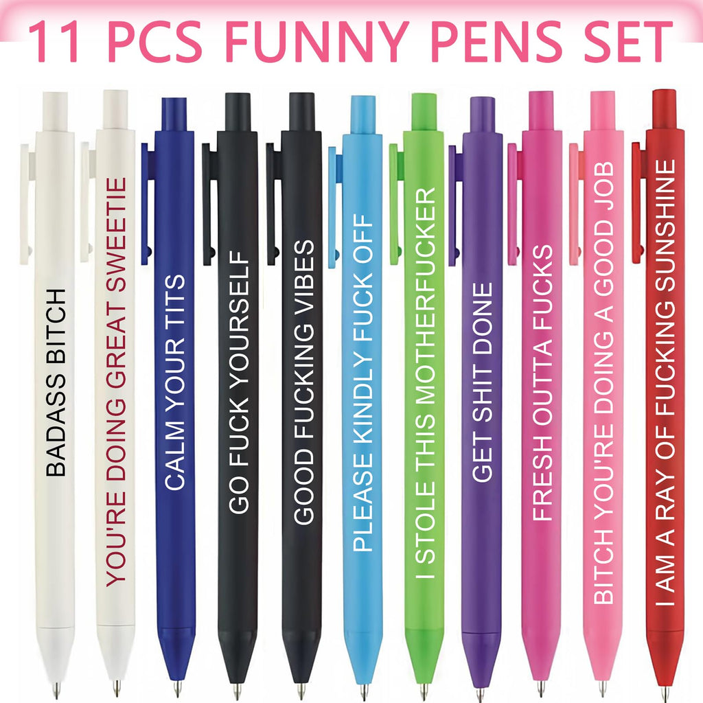 KeCee 11pcs Fuck Pens,Funny Adults Ballpoint Pen Set,Fun Swear Cuss Word Pens for Office Gifts,Novelty Coworker Gift,Funny Gag Gifts for Nurses Women