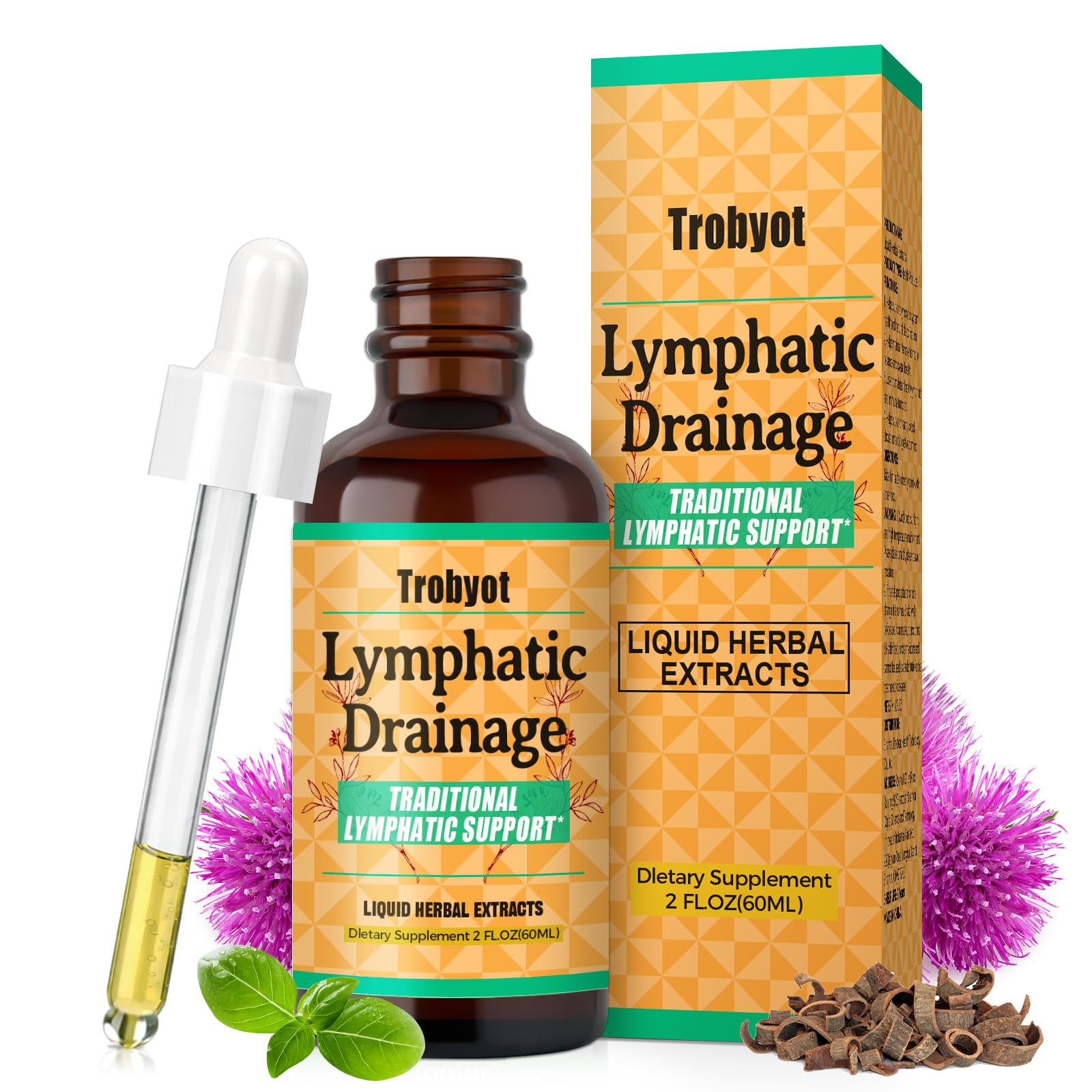 Lymphatic Drainage Drops for Bloat Relief & De-Puff - 2 Fl Oz | Cleavers, Stillingia Root, Prickly Ash Bark, Red Clover Flower | Herbal Liquid Formula for Healthy Flow & Circulation Support