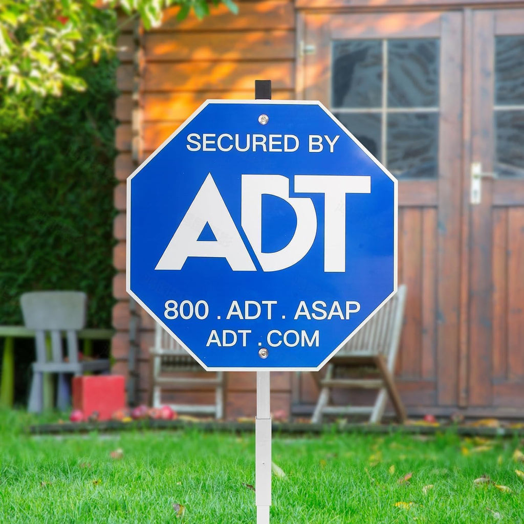 ADT Security Sign - Heavy Duty 28" 100% Aluminum Yard Sign with Stake for Weather-Resistant Protection