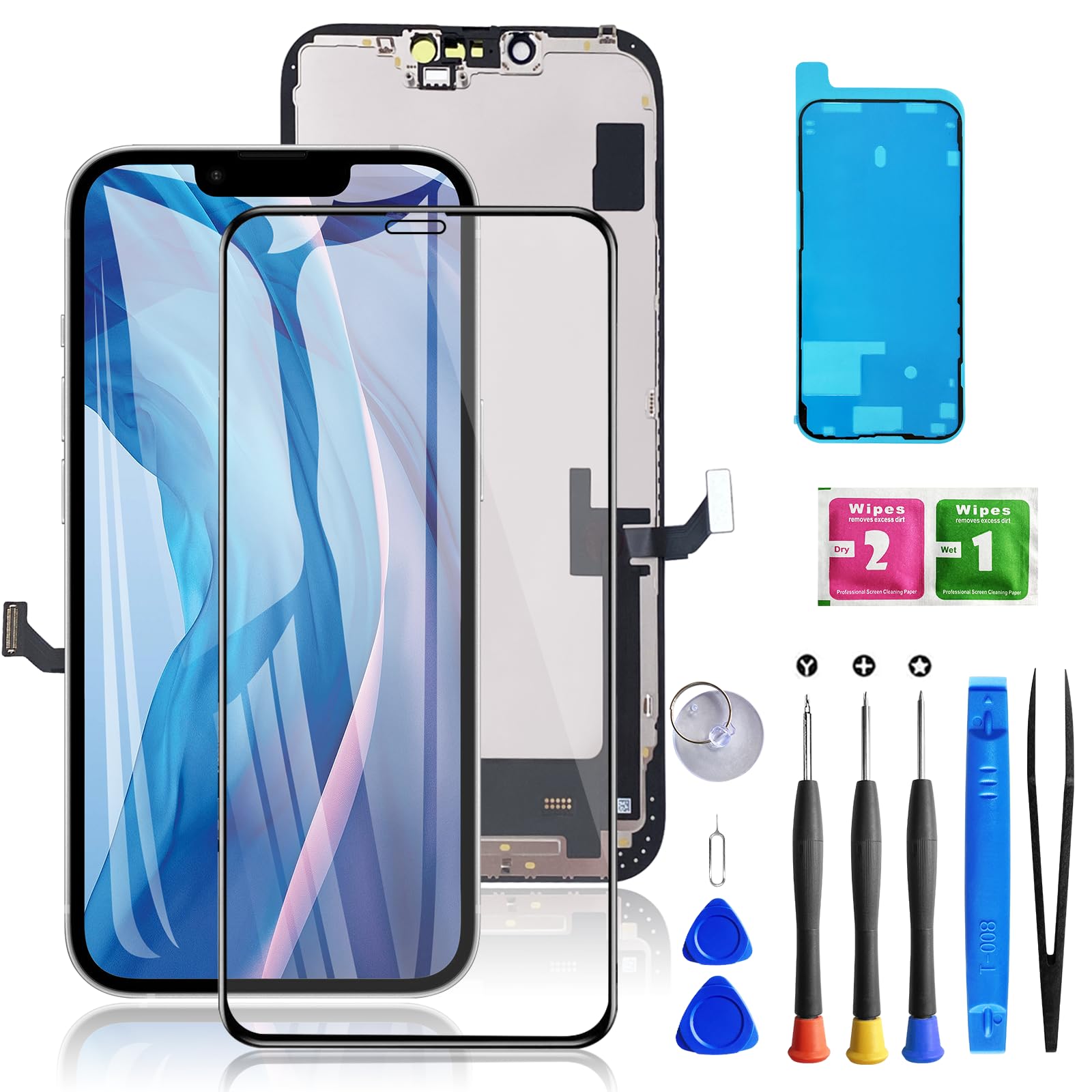 Buy now for iPhone 11 Screen Replacement 6.1 3D Touch Screen LCD Display Digitizer for A2111, A2223, A2221 Cell Phone Repair Kits+ Waterproof Frame Adhesive Sticker+Screen Tempered Protector+Face ID for iphone 14plus at indiglob india