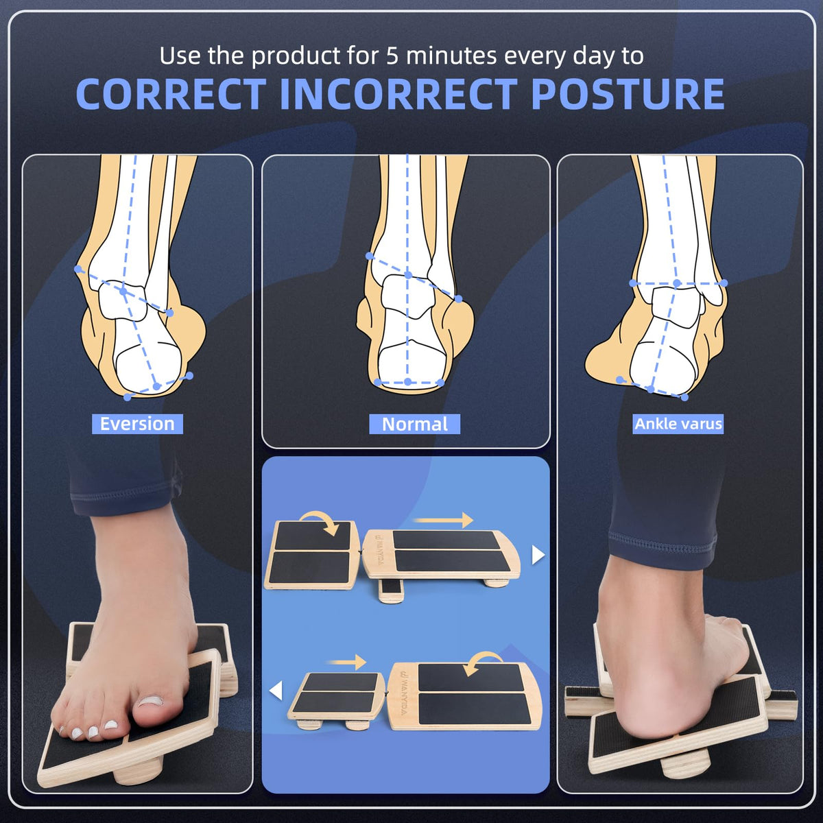 Ankle Foot Strengthener Exerciser for Sprained, Single Leg Balance Board, Posture Corrector, Foot Stretcher for Plantar Fasciitis Relief