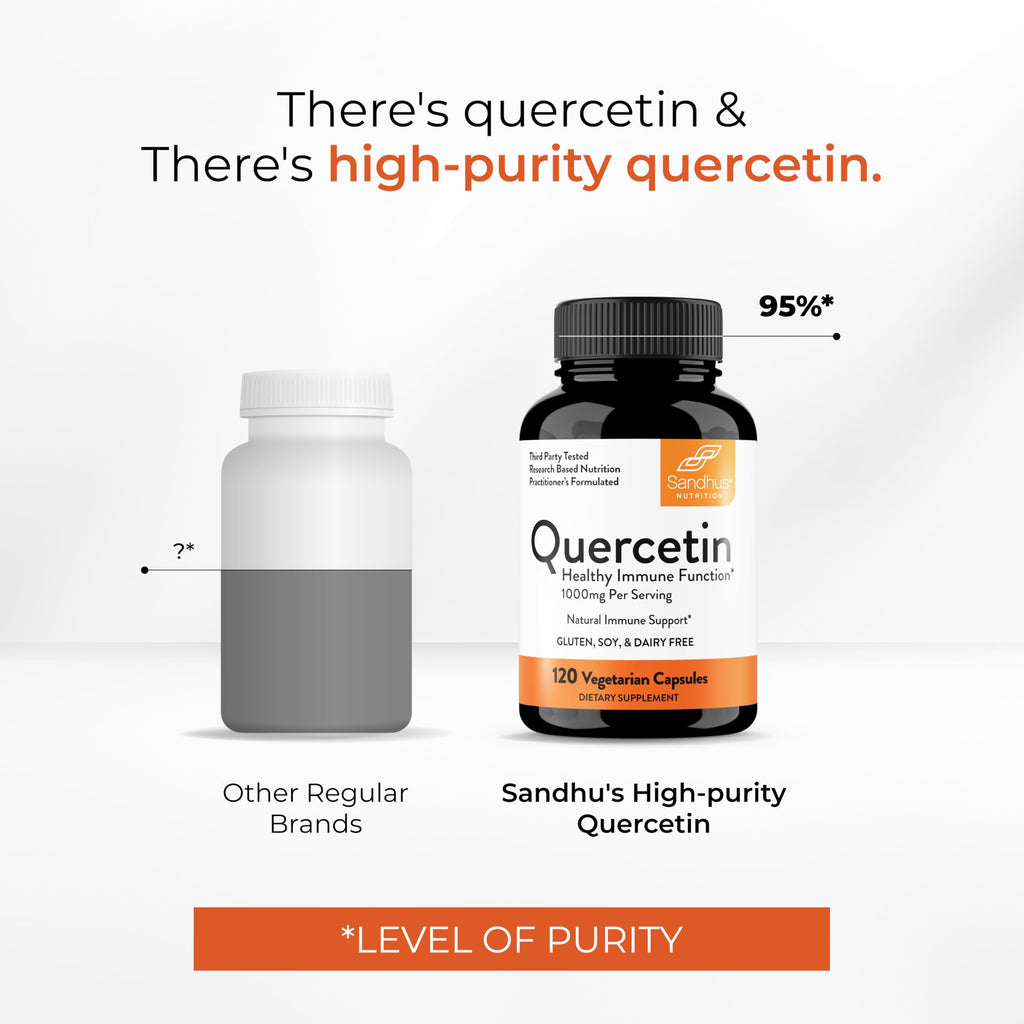Sandhu's Quercetin 500mg Capsules 1000mg Per Serving 240 Ct Vegetarian | Immune Support Quercitin Supplements Gluten-Free Antioxidant For Circulatory Health 120 Servings By Sandhu's