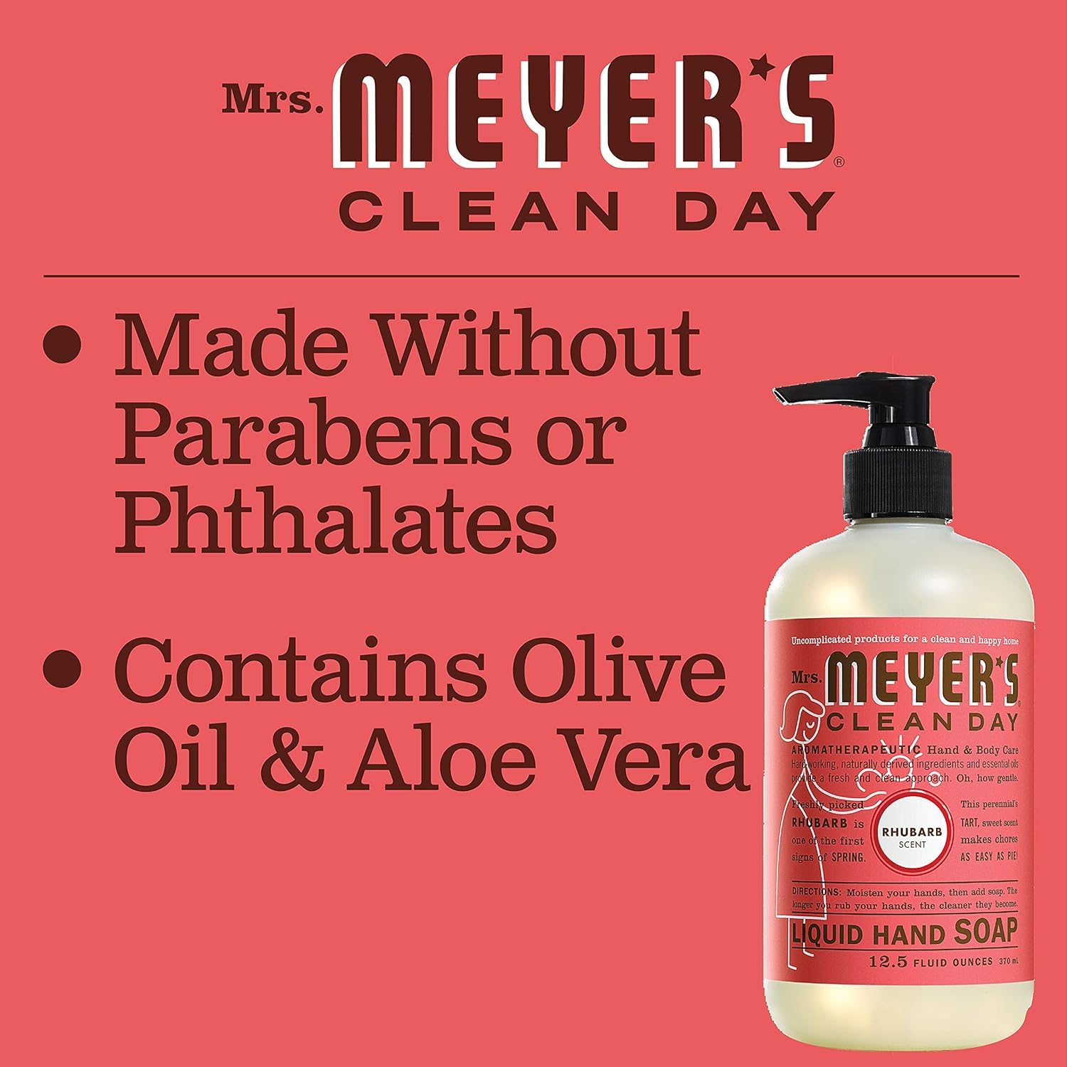 Buy now MRS. MEYER'S CLEAN DAY Hand Soap, Made with Essential Oils, Rhubarb, 12.5 fl. oz at indiglob india