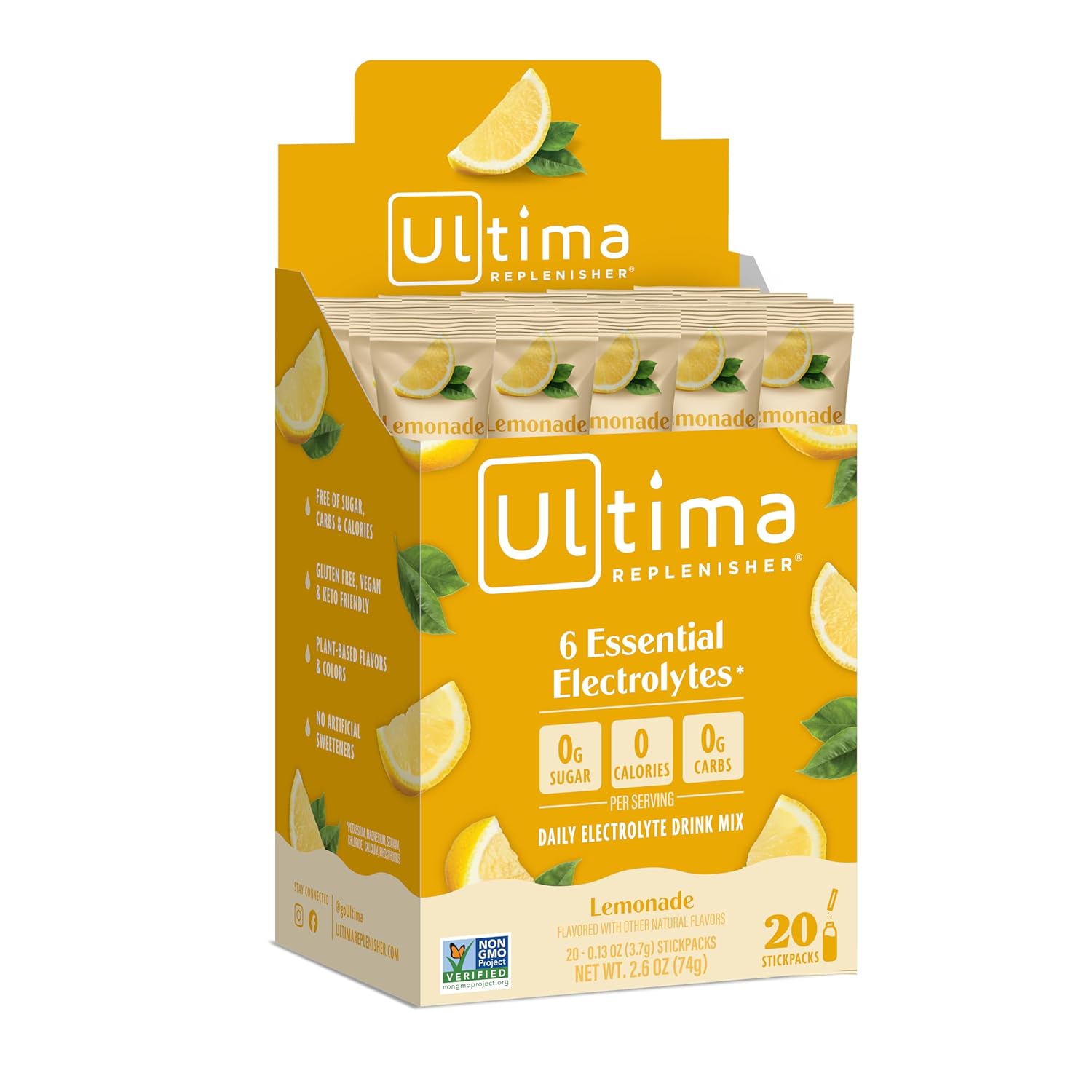 Buy now Ultima Replenisher Hydrating Electrolyte Powder, Grape, 20 Count Box, no Sugar, no Carbs, no Calories, Keto, Gluten-Free, Non-GMO, Vegan Lemonade at indiglob india