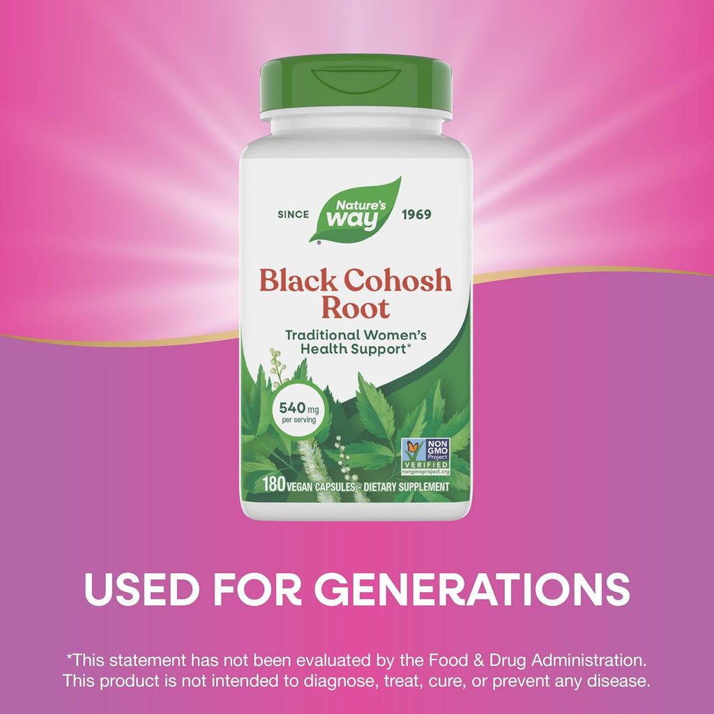 Buy now Nature's Way Black Cohosh Root, Traditional Support for Women's Health*, Non-GMO Project Verified, 180 Capsules at indiglob india