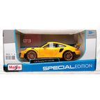 Buy now Maisto Porsche 911 GT2 RS Yellow with Carbon Hood and Gold Wheels Special Edition 1/24 Diecast Model Car at indiglob india