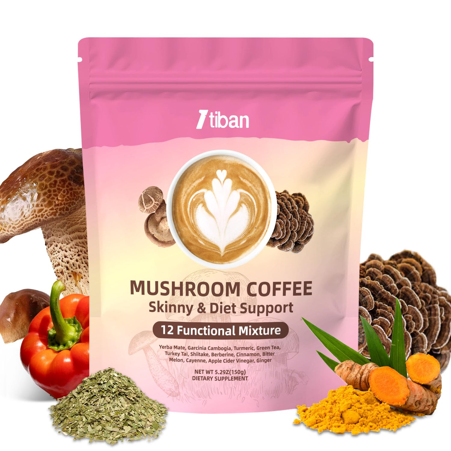 Mushroom Matcha with 12 Mushrooms with Lion's Mane, Chaga and Probiotics, Ceremonial Grade Matcha Powder for Focus, Digestion & Immunity - 30 Servings