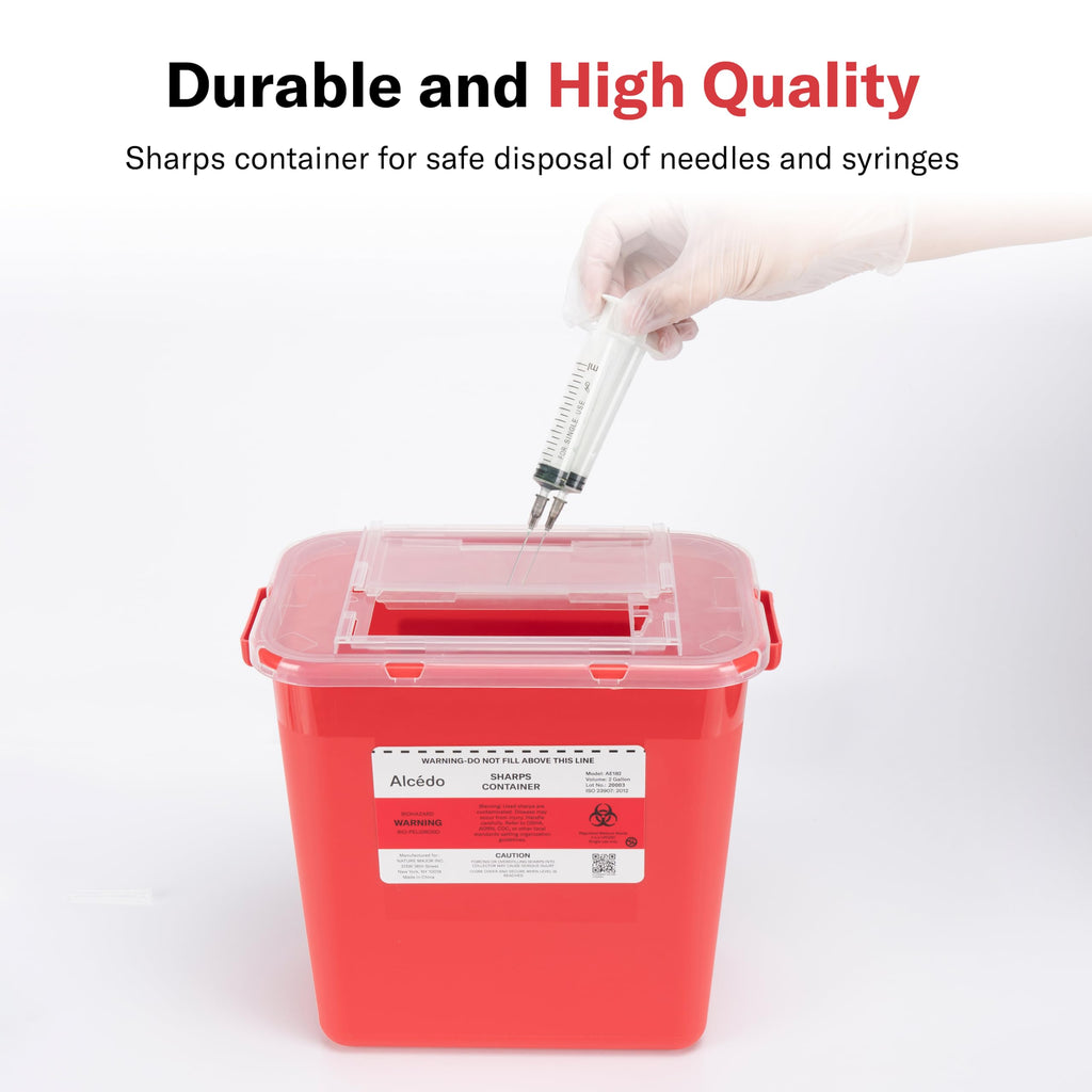Alcedo Large Sharps Container 2 Gallon (3-Pack) Home & Professional Use