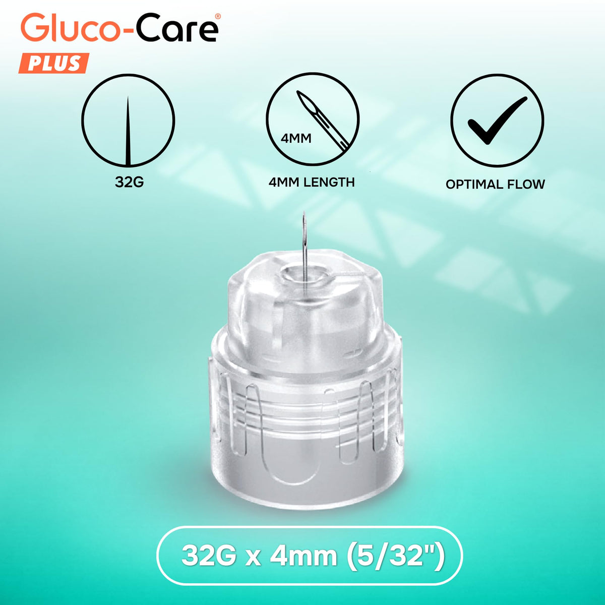 GLUCO-CARE Plus Pen Tips, 32G x 4mm, Ultra-Fine, Twist-On Design, 100 Count