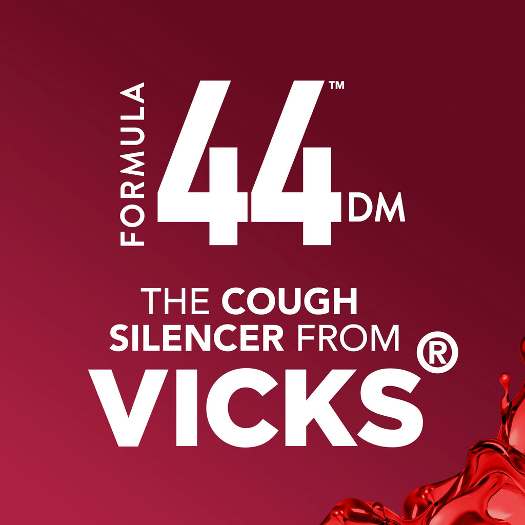Buy now Vicks Formula 44 DM Cough Liquid, Over-The-Counter Medicine, Day or Night, Cough Syrup, Powerful Cough Relief, Lasts Up to 8 Hours, Cough Suppressant, Berry Flavor, 12 FL OZ at indiglob india