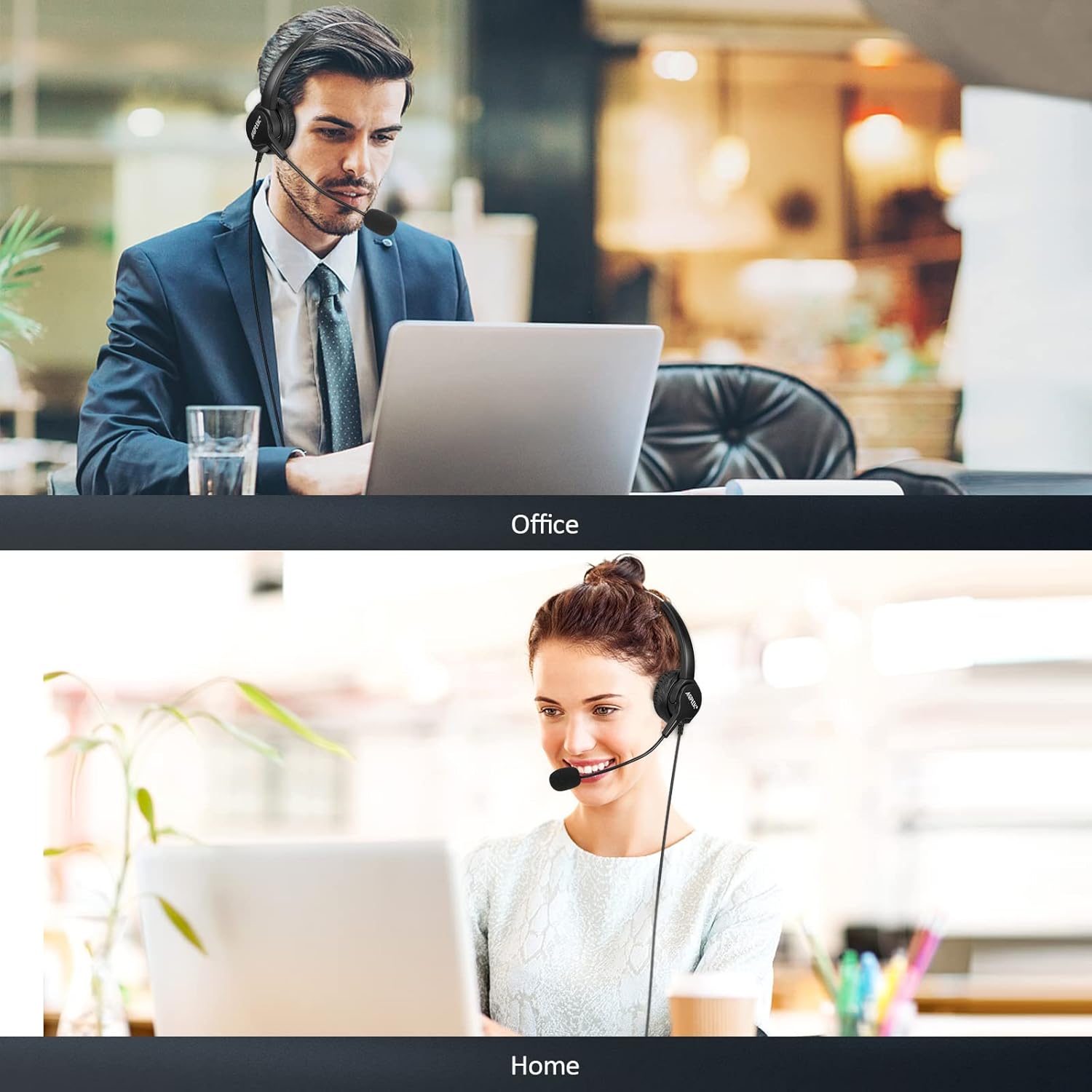 Buy now AGPTEK® Hands-Free Call Center Noise Cancelling Corded Monaural Headset Headphone for Desk Telephone with 4-Pin RJ9 Crystal Head at indiglob india
