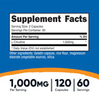 Nutricost L-Citrulline 500mg, 120 Capsules, 60 Servings | Gluten Free, GMO-Free, 1000mg Per Serving, 60 Servings