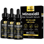 Beaueli 5% Minoxidil for Men and Women, Hair Growth, Beard Growth, Hair Regrowth, Unscented Drop, 3 Fl Oz, 3 Bottles | Minoxidil Hair Growth Oil for Men & Women, 5% Minoxidil Serum Hair Regrowth Treatment with Biotin for Thicker, Fuller Hair