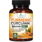 Turmeric Curcumin Supplement - 2400mg Organic Turmeric Per Serving - 95% Curcuminoids & BioPerine Black Pepper Extract for Best Absorption - Natural Vegan Joint Support, Bottled in USA - 240 Capsules