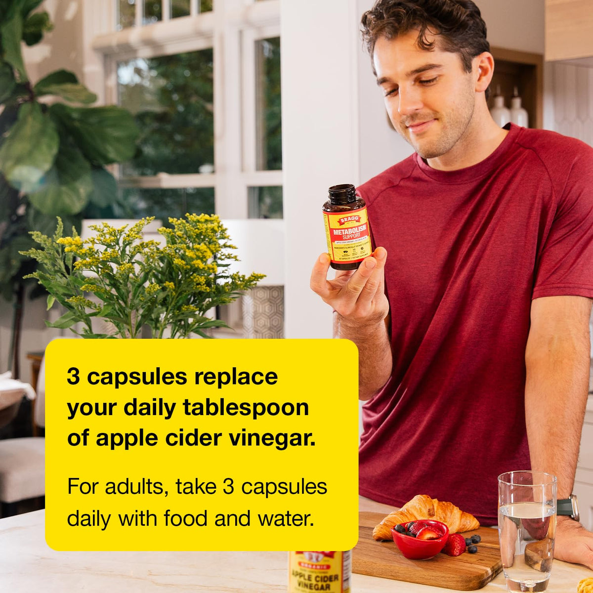 Bragg Metabolism Natural GLP-1 Support Apple Cider Vinegar Capsules - 90ct