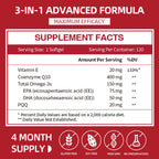 CoQ10 400mg Softgels with PQQ & Omega 3 Fish Oil, 120 Count