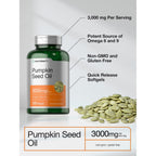 Horbäach Pumpkin Seed Oil 3000mg | 120 Softgel Capsules | Essential Fatty Acids with Omega 6 and 9 | Cold Pressed Dietary Supplement | Non-GMO and Gluten Free Formula
