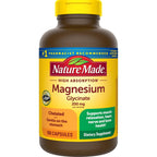 Nature Made Magnesium Glycinate 200 mg per Serving, 60 Capsules | High Absorption Magnesium Supplement for Muscle, Heart and Bone Support, Magnesium Bisglycinate Capsules, 30 Day Supply