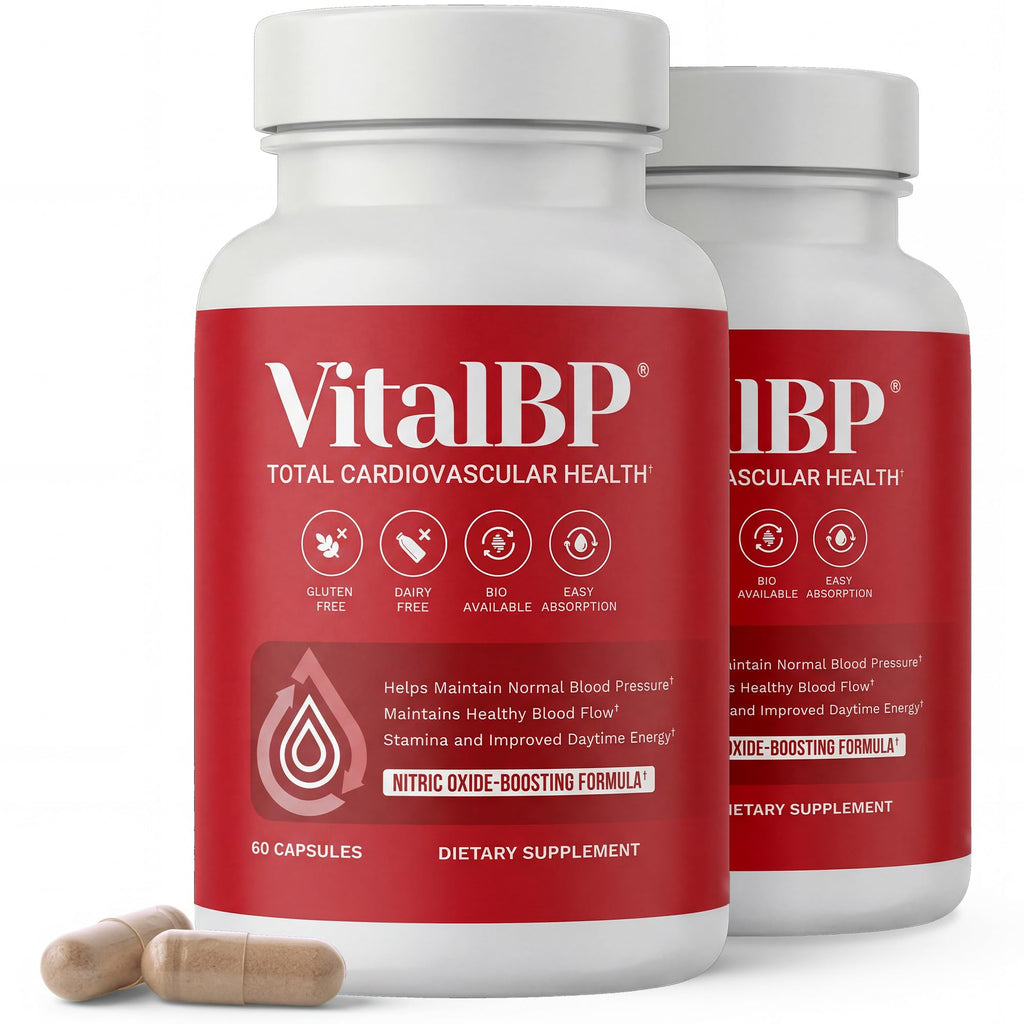 VitalBP Blood Pressure, Blood Flow & Artery Support, CoQ10, K2 & D3, 4 Pack | With L-citrulline to support normal blood pressure, blood flow & artery health.