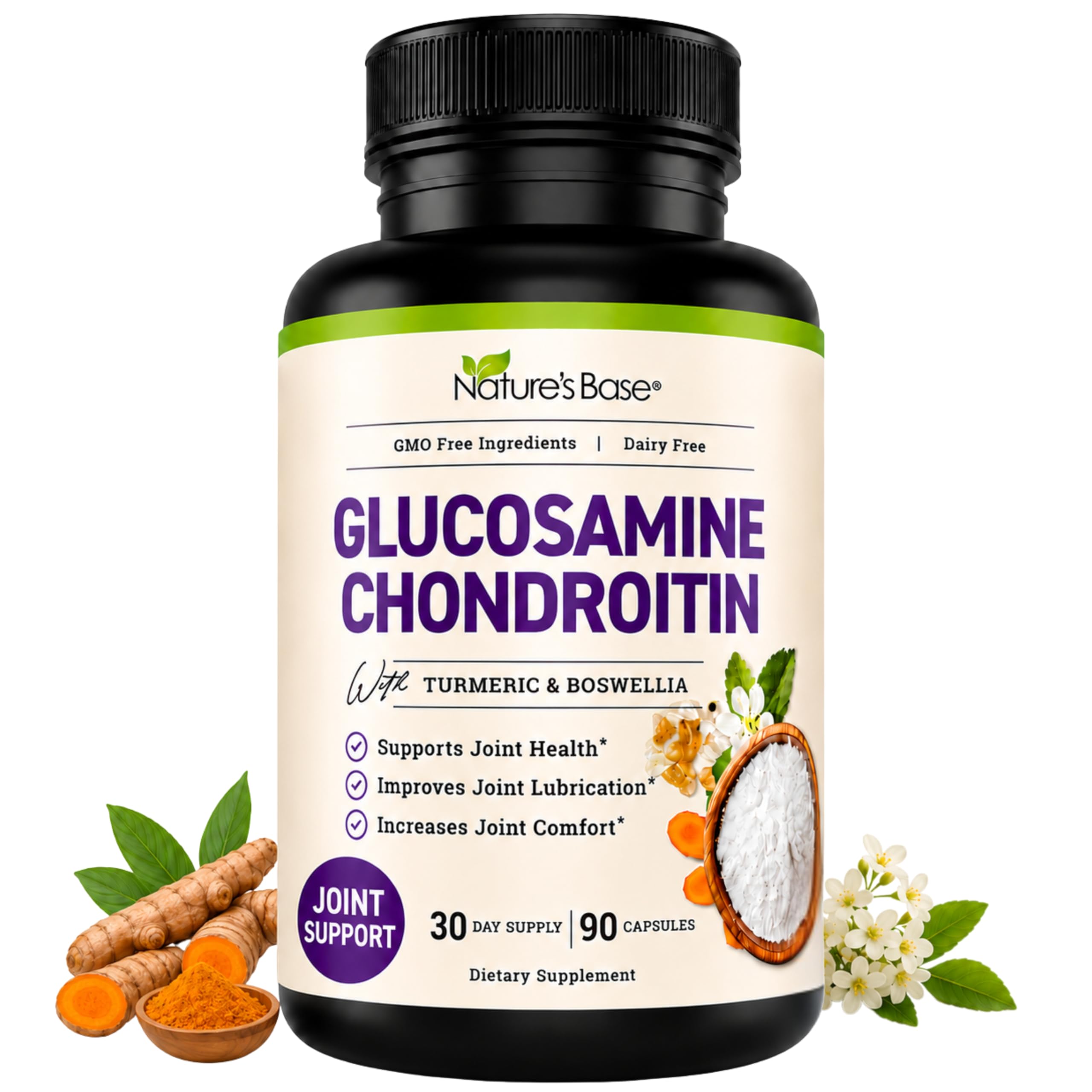 Nature's Base Turmeric and Ginger Supplement with Curcumin, ACV & BioPerine | Joint & Digestive Support, 95% Curcuminoids, Apple Cider Vinegar, Black Pepper Extract for Enhanced Absorption, 240 Capsules