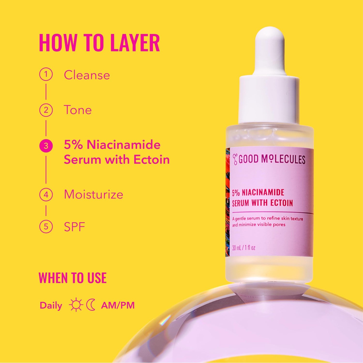 Good Molecules 5% Niacinamide Serum with Ectoin, Pore Serum, 1 fl oz | Gentle 5% niacinamide serum that refines texture and minimizes the look of pores. For sensitive skin.