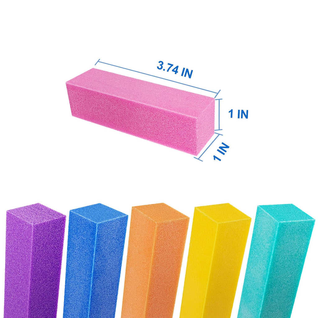 12 Pcs Nail Buffer Block for Acrylic and Natural Nails, 4 Sided Sanding Buffers for Gel Nails Fingernail Shine Buffing Filer Set, Professional Manicure Polisher Buffer Bulk Medium Grit Mix Color
