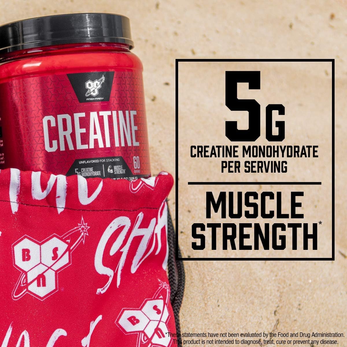 BSN Micronized Creatine Monohydrate Powder, 5g per Serving, 60 Servings | Micronized Creatine Monohydrate for Muscle Building and Strength, 5000mg per Serving, Unflavored Powder