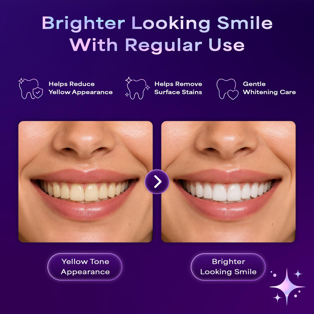 Purple Teeth Whitening Strips - 42 Count - Peroxide Free Color Correcting Whitening Strips - At Home Smile Care Kit