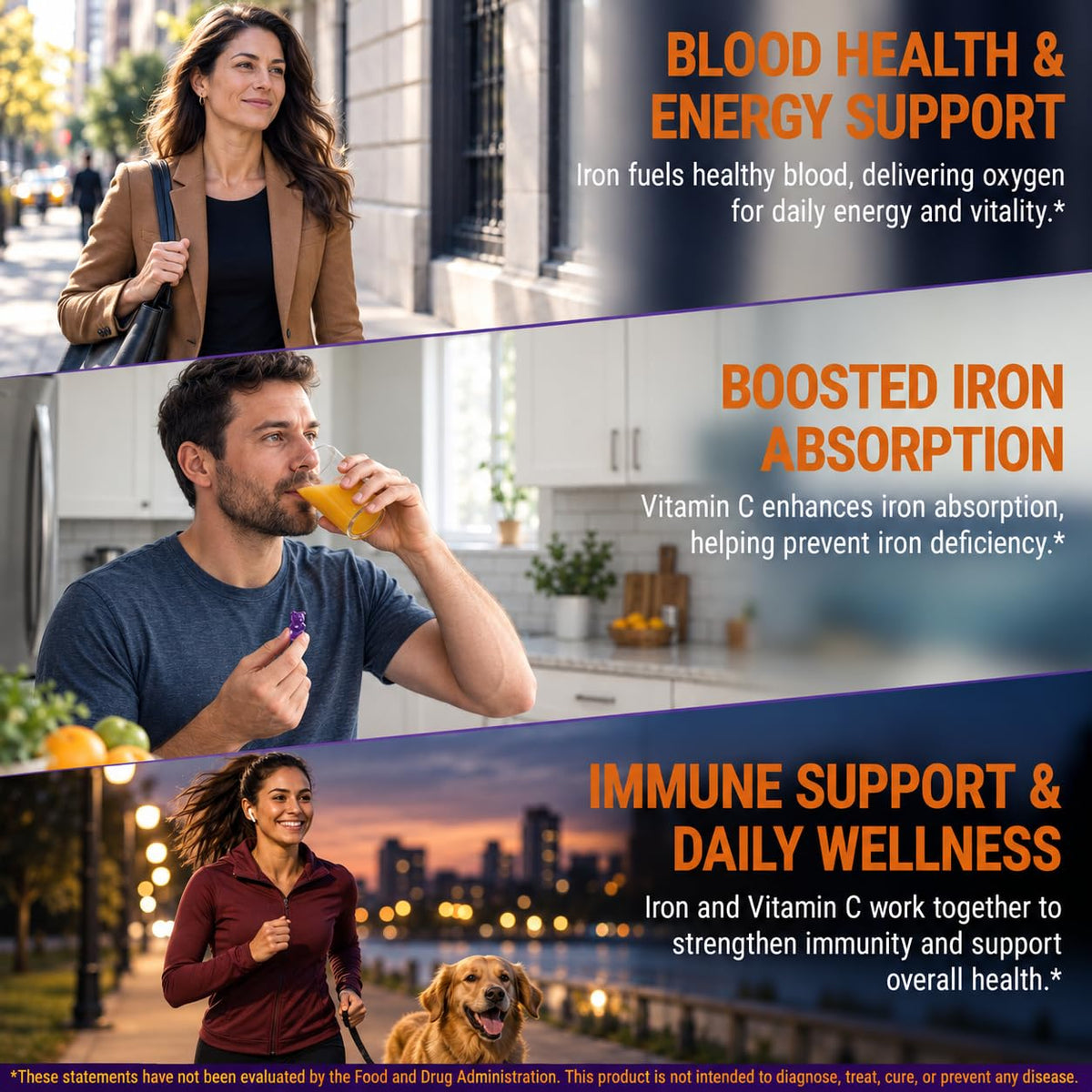 New Elements Iron Gummies 40mg with Vitamin C 100mg – Best Iron Supplement for Women, Men & Adults – Free Blood Builder for Anemia – Immune Support & Energy Booster | Fruit Pectin | Vegan | Non-GMO