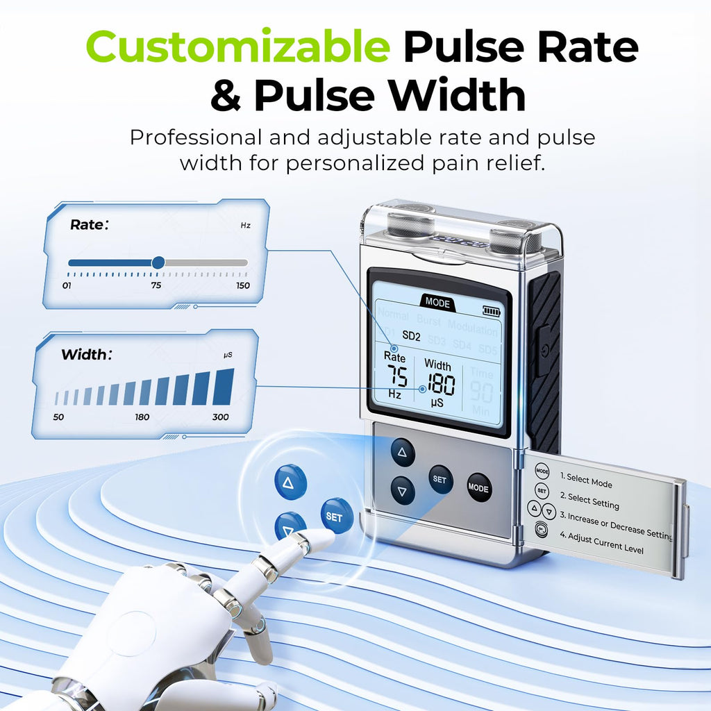 AUVON Rechargeable Digital TENS Unit Muscle Stimulator, Customizable 8-Mode