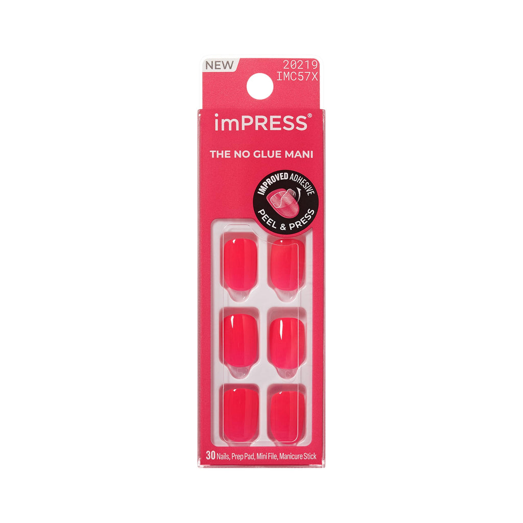 Kiss Impress No Glue Mani Press On Nails, Color, 'Melting', Pink, Short Size, Squoval Shape, Includes 30 Nails, Prep Pad, 1 Manicure Stick, 1 Mini File
