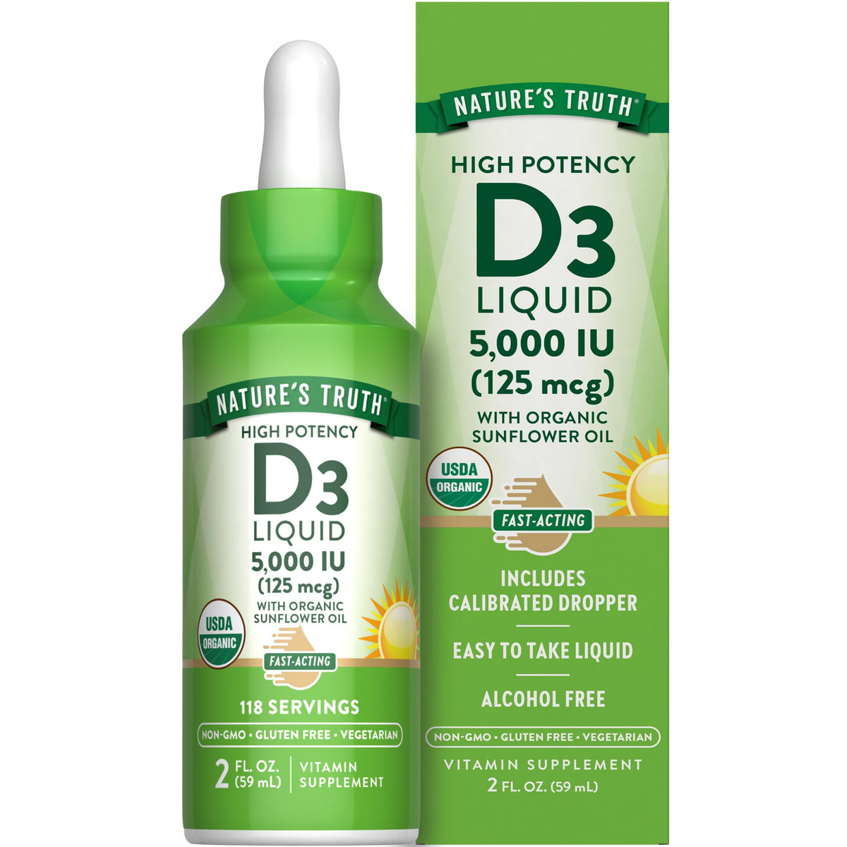 Nature's Truth Vitamin D3 Liquid | 5000 IU | 2 fl oz