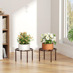 bussdis 1 PCS Plant Stand,-Heavy Duty Metal Stand Decorates Plants, Anti-Rust Flower Pot Stand, Round Plant Rack for Room Indoor and Outdoor Courtyard,Gardens, Brown.