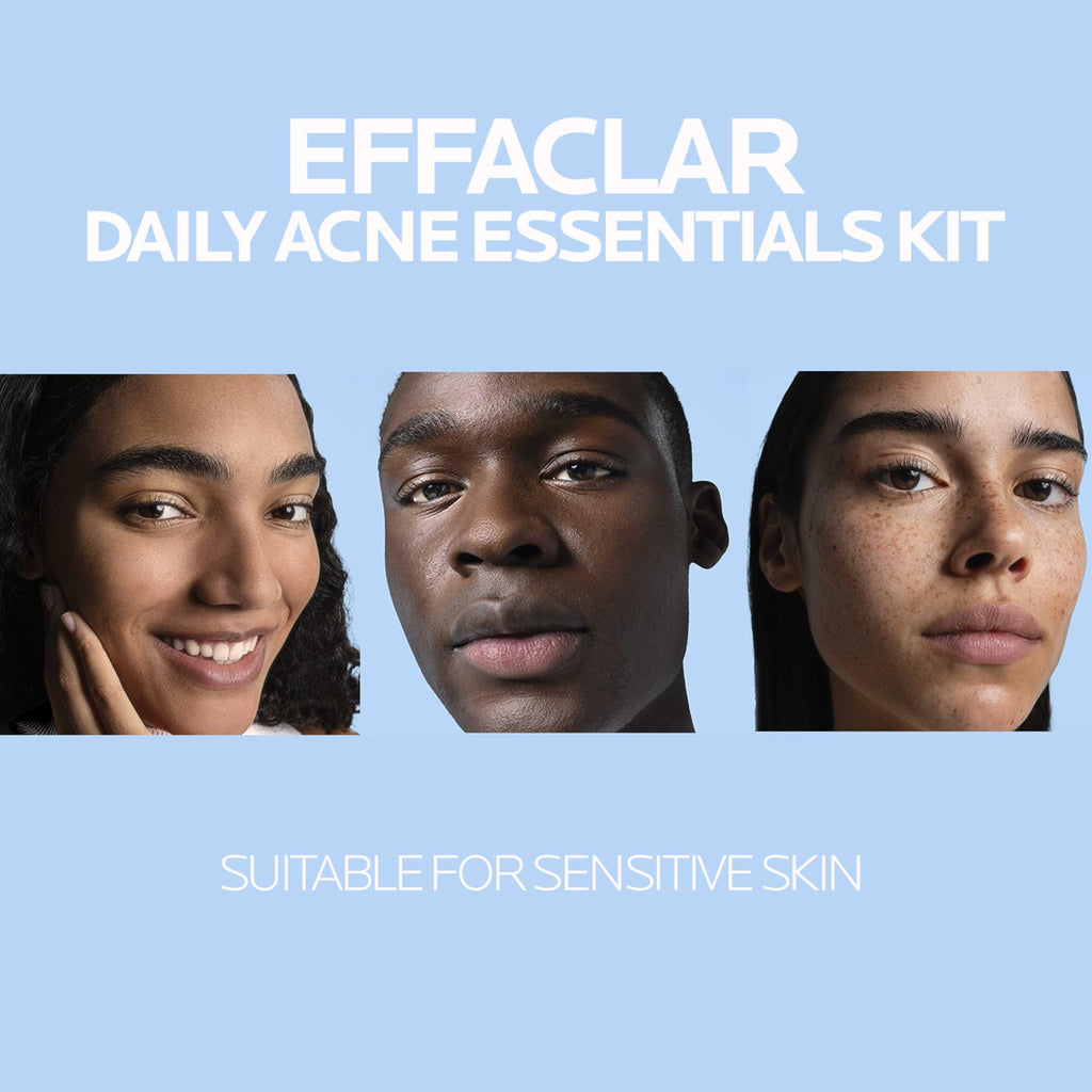 La Roche-Posay Effaclar Daily Acne Kit with Cleanser, Toner & Moisturizer | Salicylic acid acne cleanser, pore refining toner, and matte face moisturizer for oily and combination skin. Oil-free.