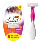 BIC Soleil 3 Colors Women's Disposable 3-Blade Razors, Aloe Vera Strip, College Dorm Room Essential, Shower Caddy and Toiletry Bag Ready, 14-Pack