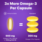 InnovixLabs Triple Strength Omega 3 Fish Oil 900 mg EPA DHA (30 Softgels) | Omega 3 Supplement for Women & Men, Burpless, Brain & Joint Support, Omega-3 Fatty Acid, No Fishy Aftertaste, 30-Day Supply