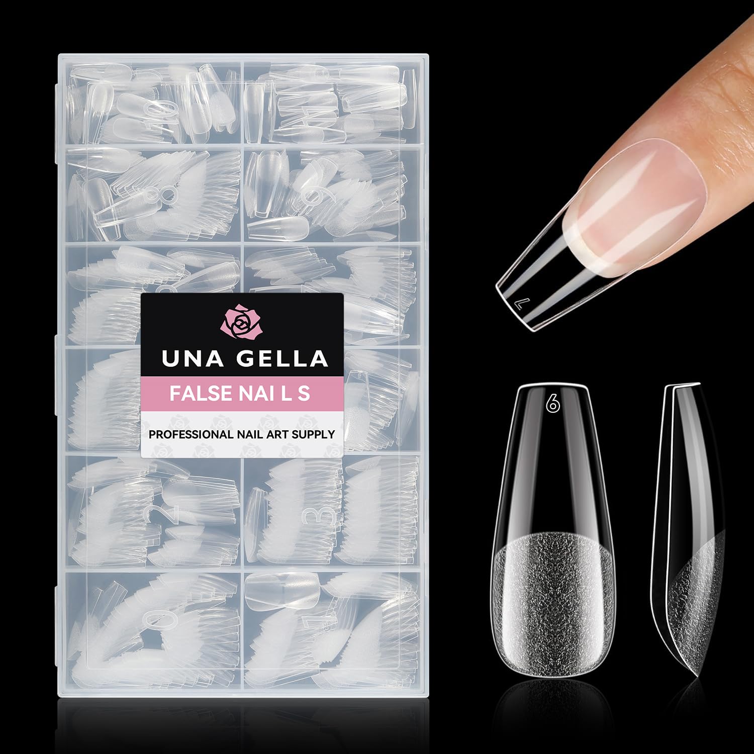 Buy now UNA GELLA Almond Gel Nail Tips, 504PCS Pre Etched Clear Fake Nails Tips Medium Almond Shape - 12 Sizes Full Cover Soft Acrylic Press On Nail Extensions No C Curve Gift for Diy at Home at indiglob india