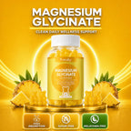 Magnesium Glycinate Gummies 2 Bottles, Sugar-Free for Adults & Kids, Magnesium Gummies for Sleep, Stress & Muscle Relief, Supports Bone & Nerve Health, Vegan, Pectin-Based, Pineapple Flavor