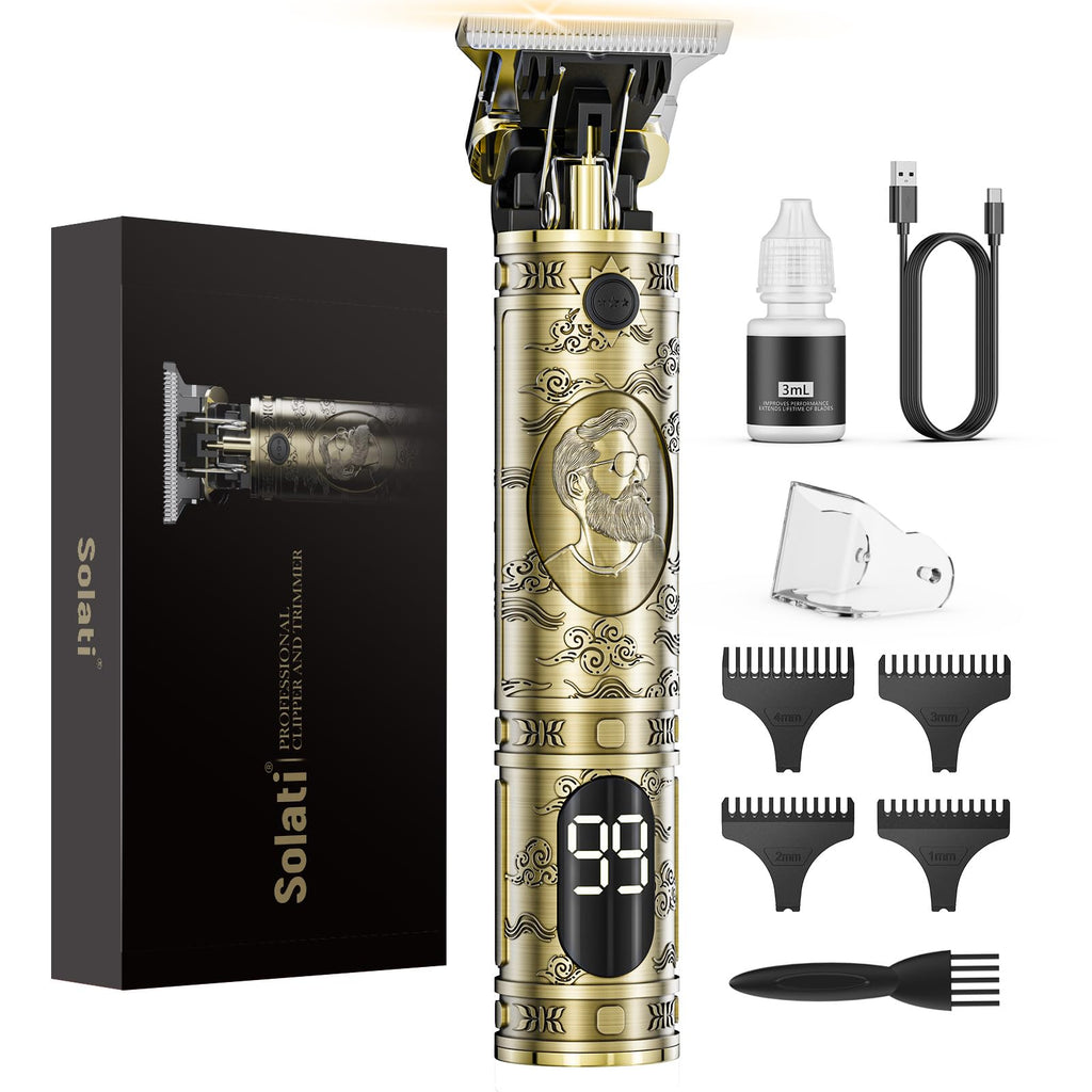 Solati Hair Clippers for Men, Professional Hair Trimmer Zero Gapped T-Blade Trimmer Cordless Rechargeable Edgers Clippers Electric Beard Trimmer Shaver Hair Cutting Kit with LCD Display Gifts for Men
