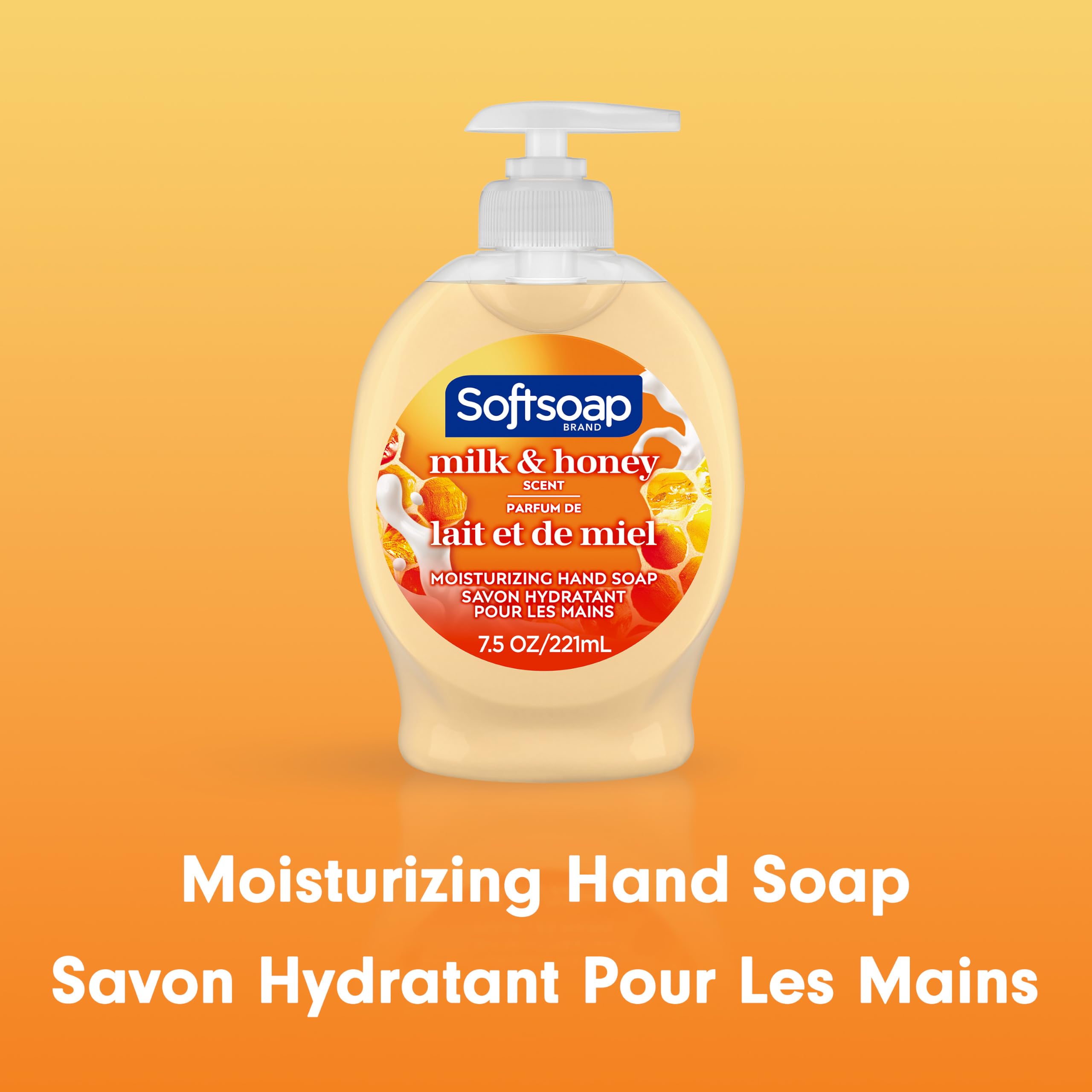 Softsoap Moisturizing Liquid Hand Soap, Milk and Honey, 7.5 Fluid Ounce, Pack of 6 (Package may vary) | Paraben-Free, Phthalate-Free, Washes Away Germs, Bathroom Hand Soap, Kitchen Hand Soap, Daily Handwashing, Gentle on Hands