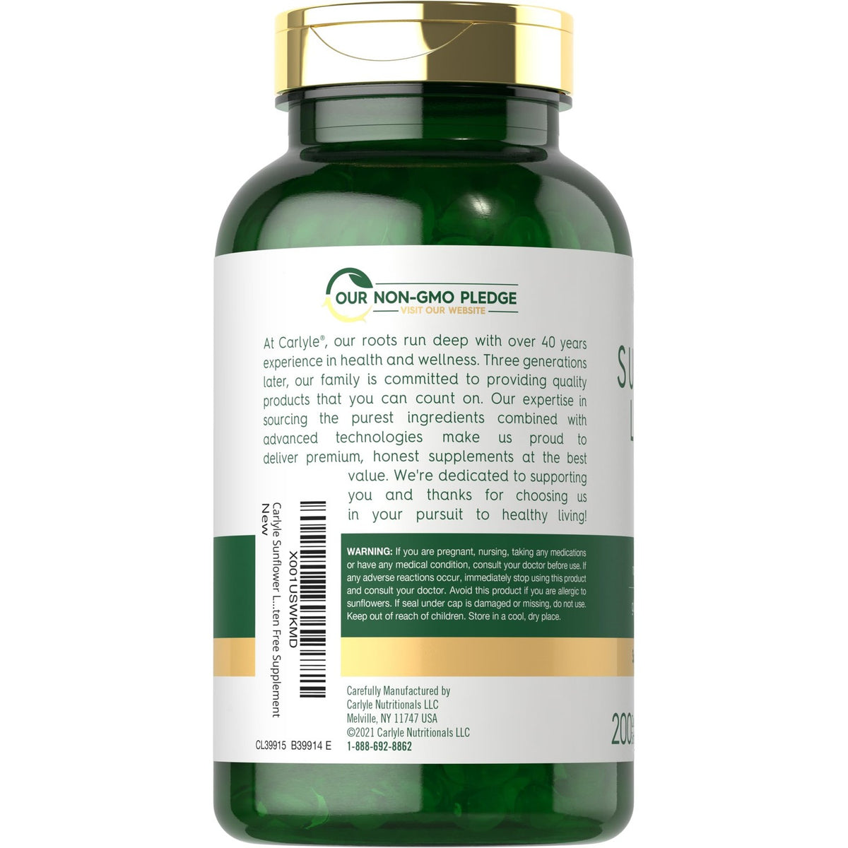 Carlyle Sunflower Lecithin Softgel Capsules | 2400mg | 200 Pills