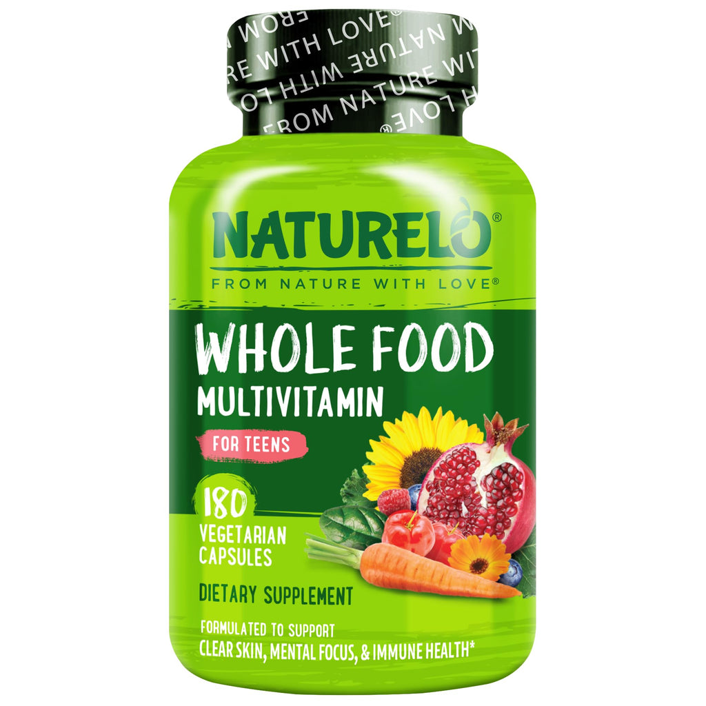 NATURELO Multivitamins for Teenage Girls/Boys, 180 Capsules | Whole Food Multivitamin with Minerals, Non-GMO, Vegetarian