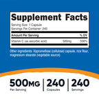 Nutricost Vitamin C 500mg, 240 Capsules, Vegetarian, Gluten Free & Non-GMO